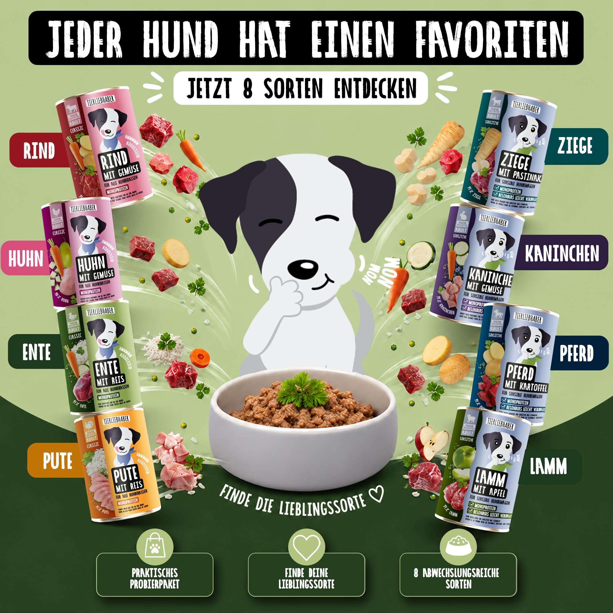 Hundefutter Nass 800g Ente & Reis – Hunde Nassfutter 12x800g Dog Food | Tierärztlich entwickeltes Nassfutter für Hunde mit 91% Fleischanteil – Hunde Futter leicht verdaulich von TIERLIEBHABER