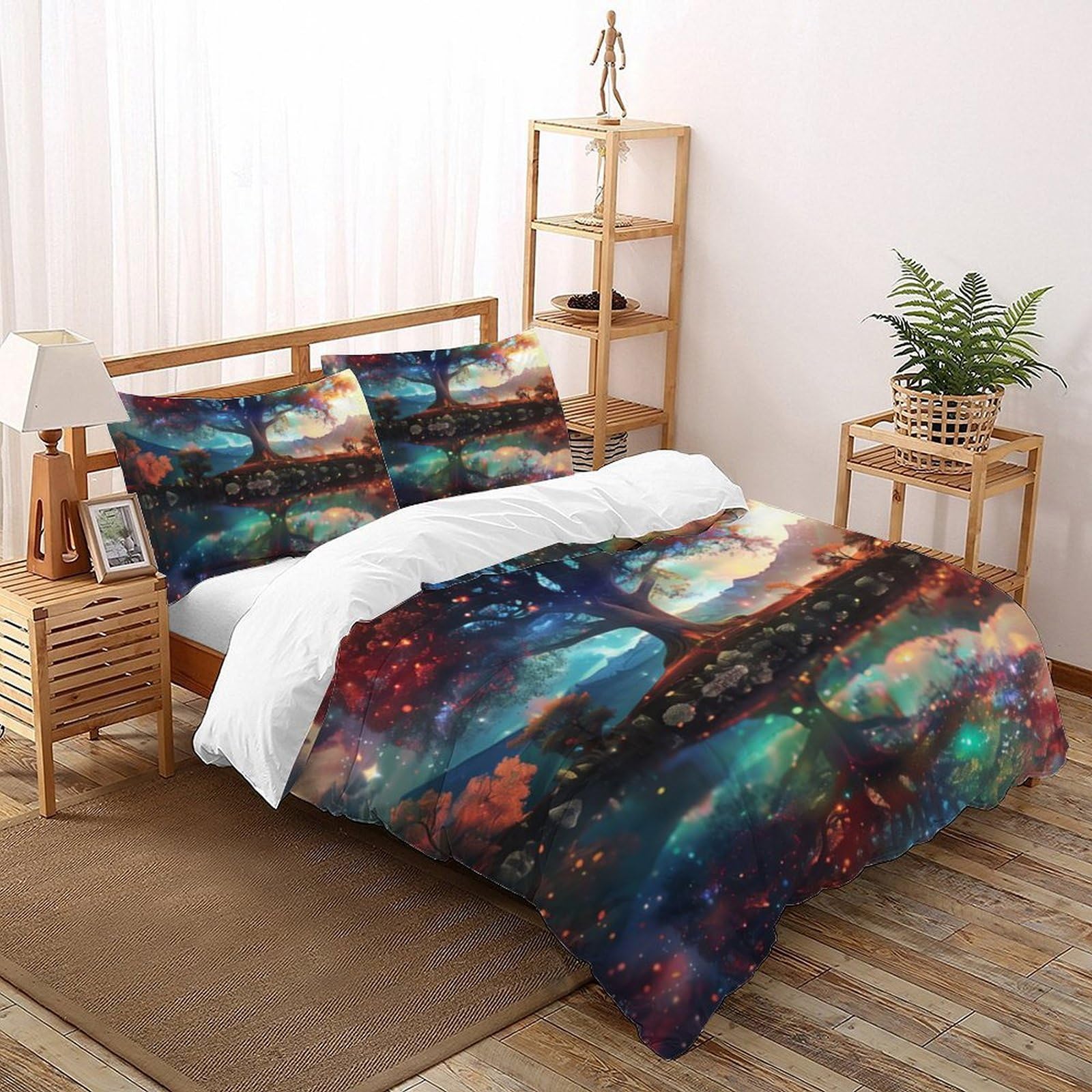 Housse de couette 220x240cm avec 2 taies d'oreiller pour lit double