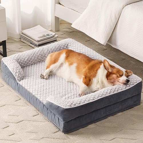 Miniatura 12 de Camas ortopédicas para perros grandes, cama impermeable para perros, cama de espuma para perros grandes, cama grande para mascotas con funda de