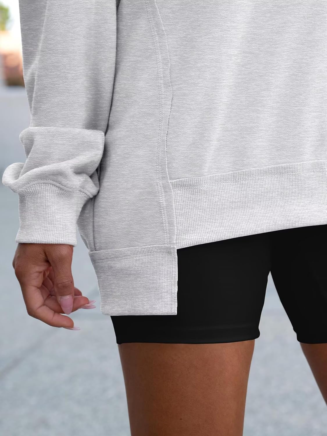 Womens Color Block Striped Oversized Sweatshirt High Low Hem Pullover V Neck Long Sleeve Y2K Casual Fall Outfits 2025 - Image 5