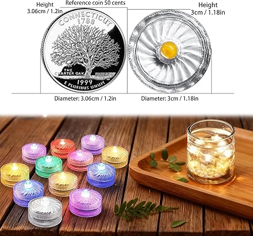 Miniatura 3 de HL Luz LED sumergible, luz LED pequeña blanca cálida, 100 horas, impermeable, sin llama, funciona con pilas, para boda, hogar, jarrón, festival,