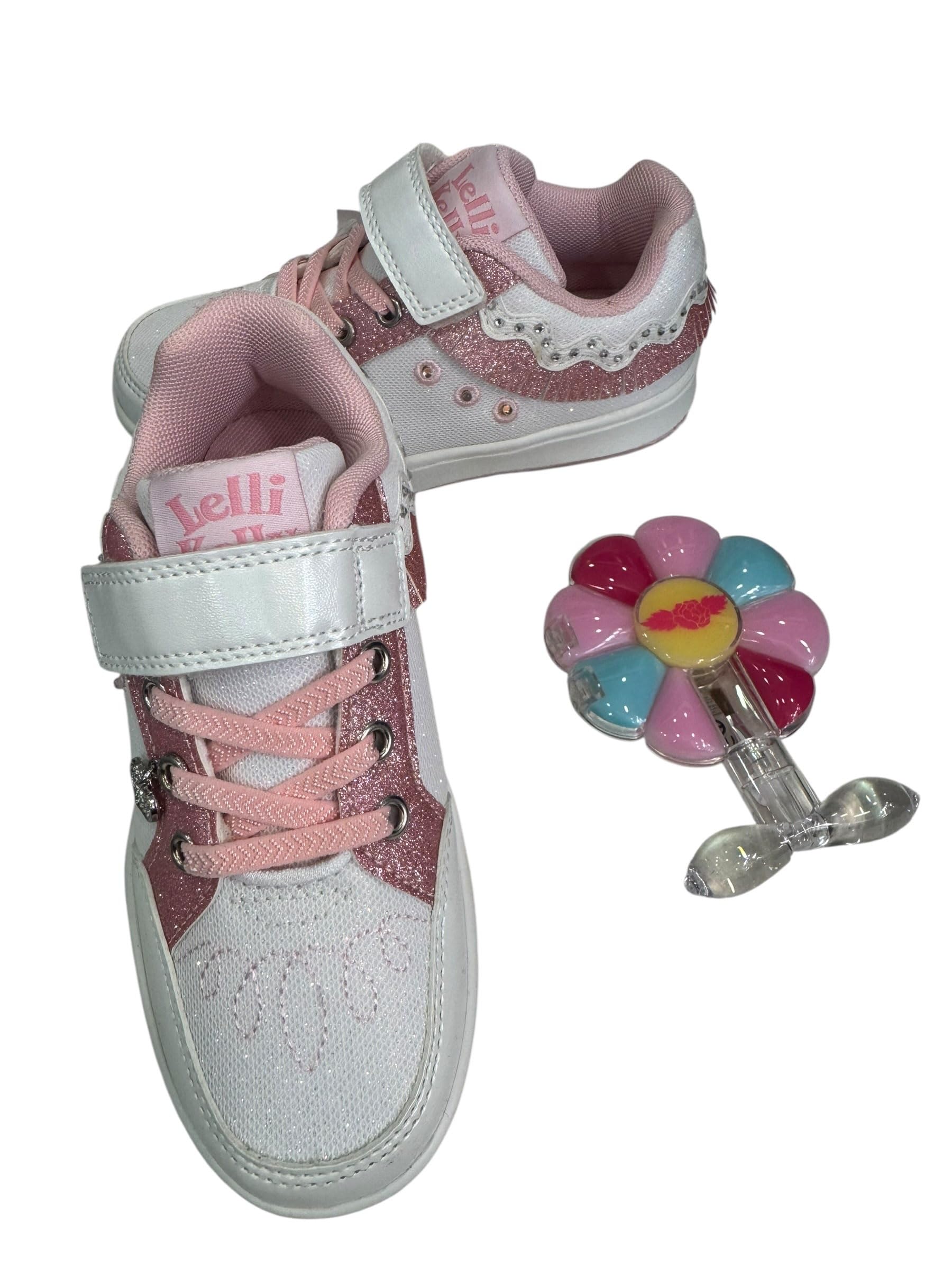 Lelli Kelly LKAL8061 Sneakers Bambina frangetta Bianca e luci
