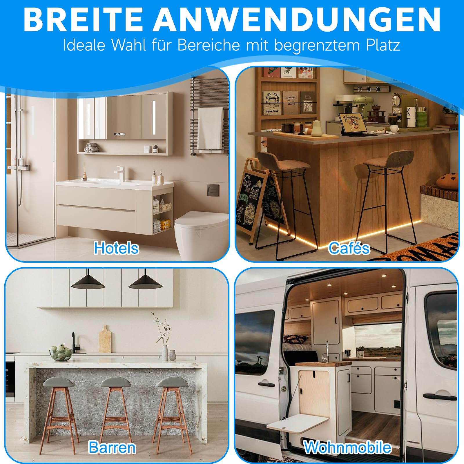 Wohnwagen Waschbecken Set,Camping Auto KüChenspüLe Set, Faltbare Quadratische Handwaschbecken Edelstahl Mit Warm- und Kaltwasserhahn,Deckel FüR Wohnwagen Wohnmobil