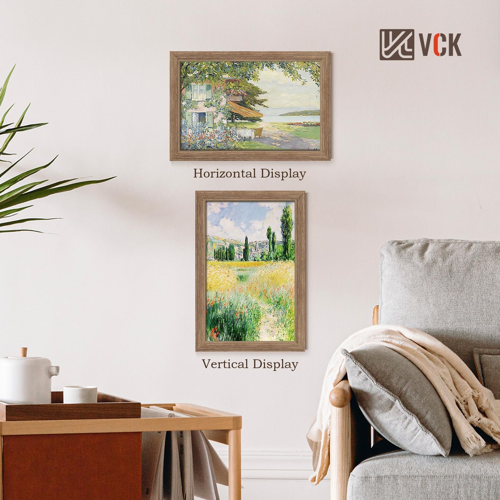 VCK Portarretratos de nogal de 11 x 17 pulgadas, 1 paquete, marco ancho de madera con veta de madera exclusiva, plexiglás pulido para pared vertical u horizontal de fotos, impresiones, estudio