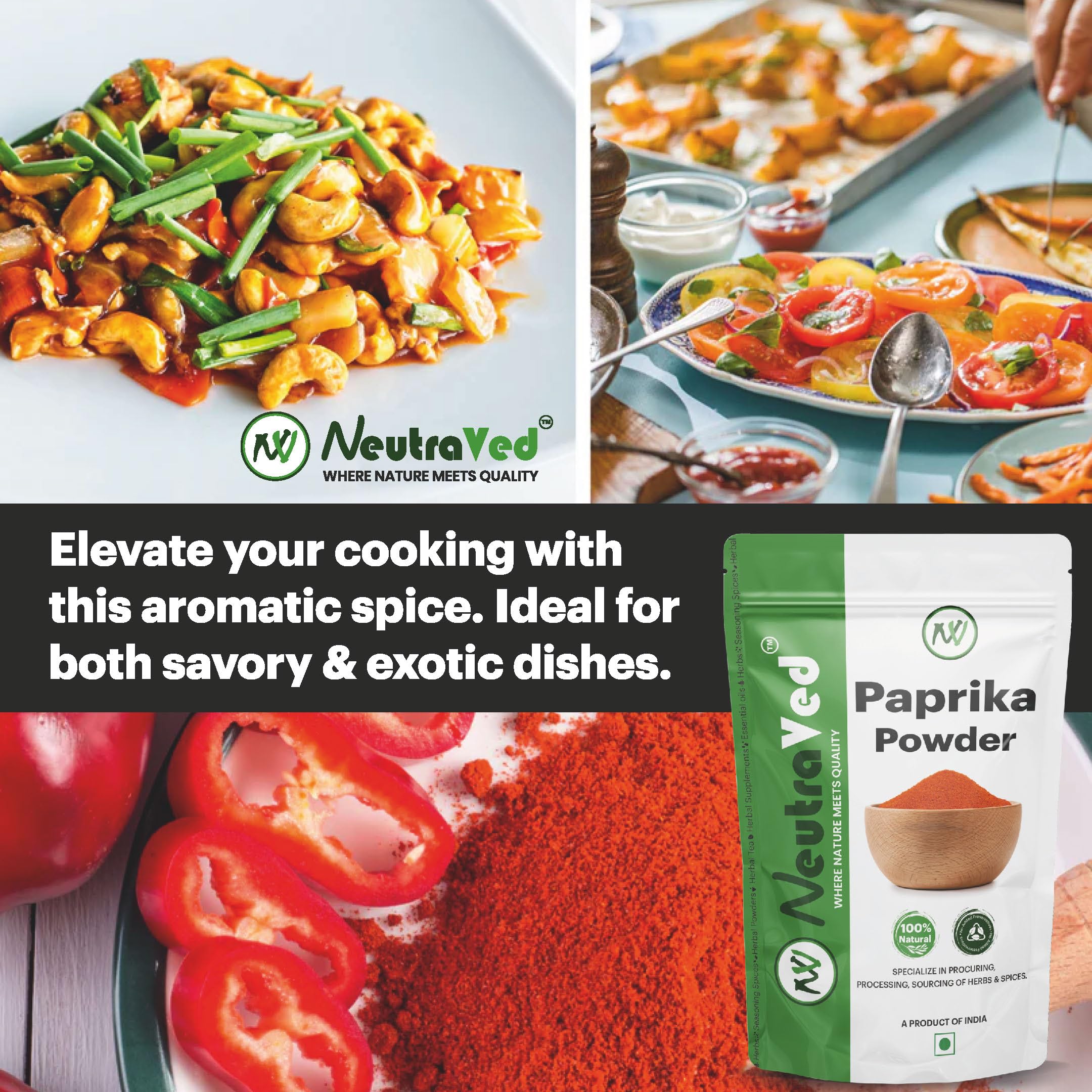 NeutraVed Paprika Powder 100g | Sweet & Mild Red Paprika Spice for Cooking, Seasoning & Garnishing | Comes in Standup Ziper Pouch - 100gm - Image 6 thumbnail