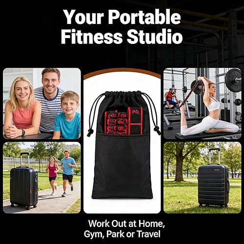 Miniatura 7 de Resistance Bands with Handles | Adjustable Fitness Bands for Full Body Workout, Strength Training, Stretching & Yoga | Home Exercise Equipment for