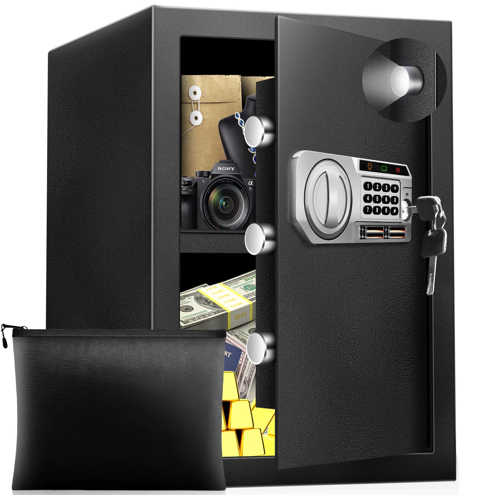 2 5 Cu Ft Safe Box for Home Documents -Steel Electronic Digital Safety Box Personal Security Lock Box
