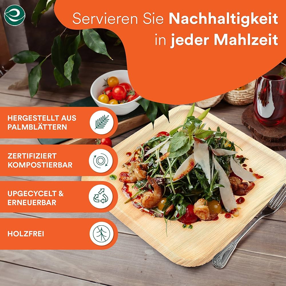 Amazon.com: ECO SOUL Compostable 8 Inch Palm Leaf Square