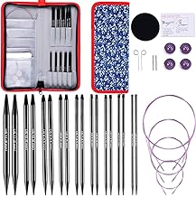 Svartur Interchangeable Circular Knitting Needles Set, con Variados Agujas Circulares y Cables, Accesorios y Funda, 9 Pares