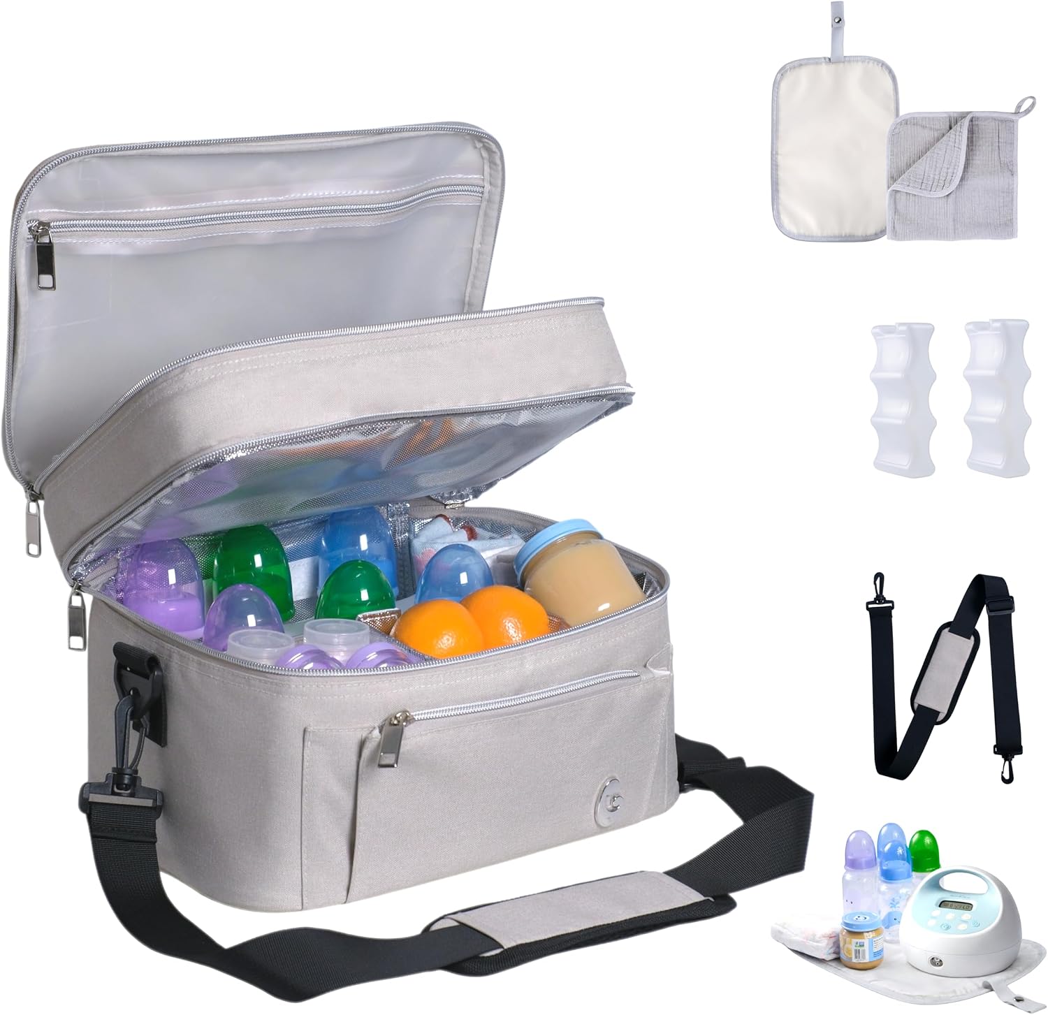 Breast Milk Cooler Bag for Travel, Portable Pump Storage with Ice Packs, Pumping Bag, Insulated Maternity Tote for Work and Daycare