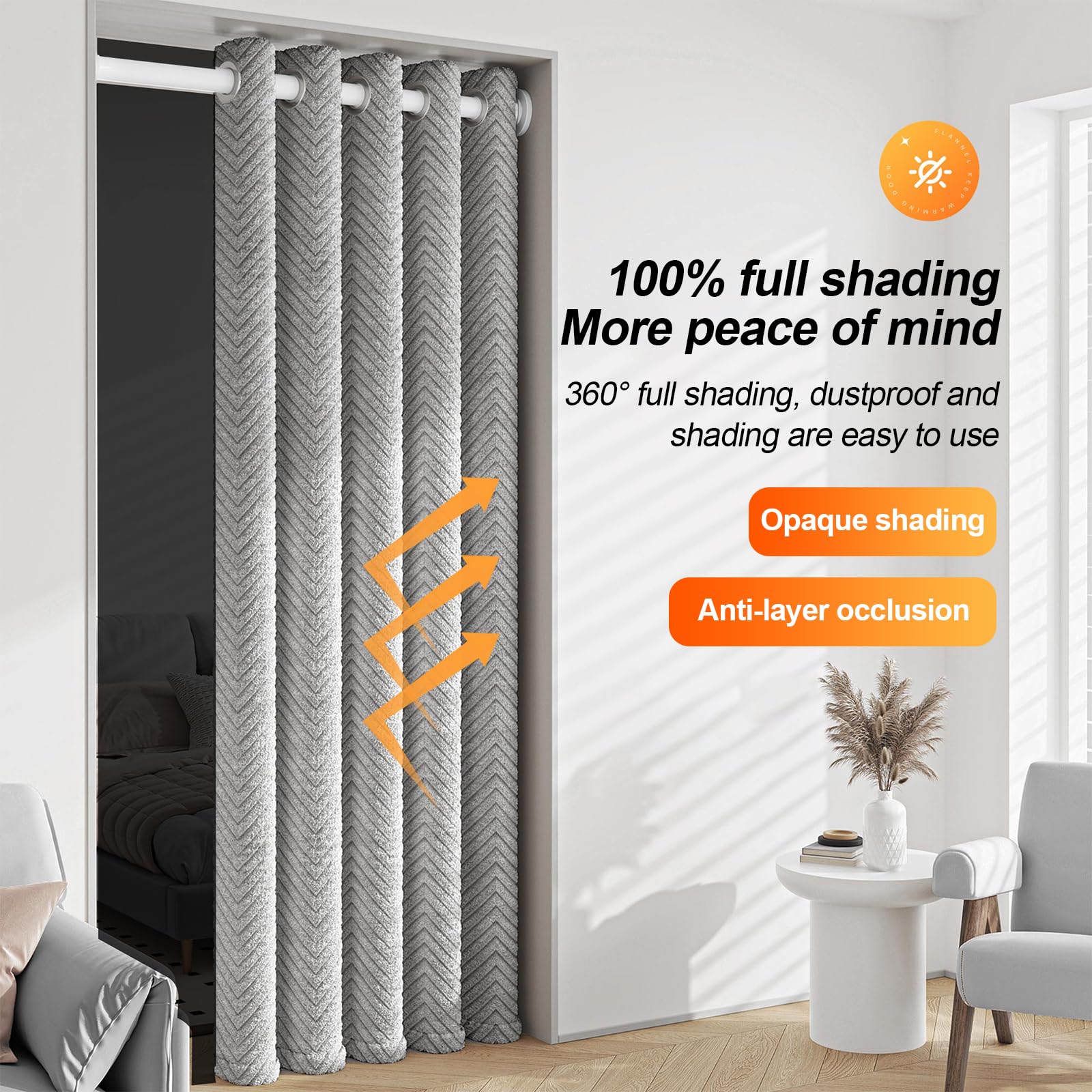 Tenda termica invernale in tessuto Oxford isolante, antivento e insonorizzante, protezione dal freddo, per porta d'ingresso, beige, 150 x 240 cm, per tenere al caldo questo inverno
