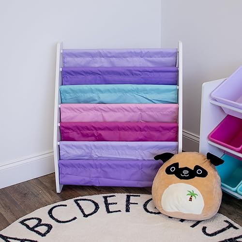 Miniatura 31 de Humble Crew Estantería para niños de 6 niveles, estantería extragrande con bolsillos de almacenamiento de tela, pantalla frontal para libros blanco