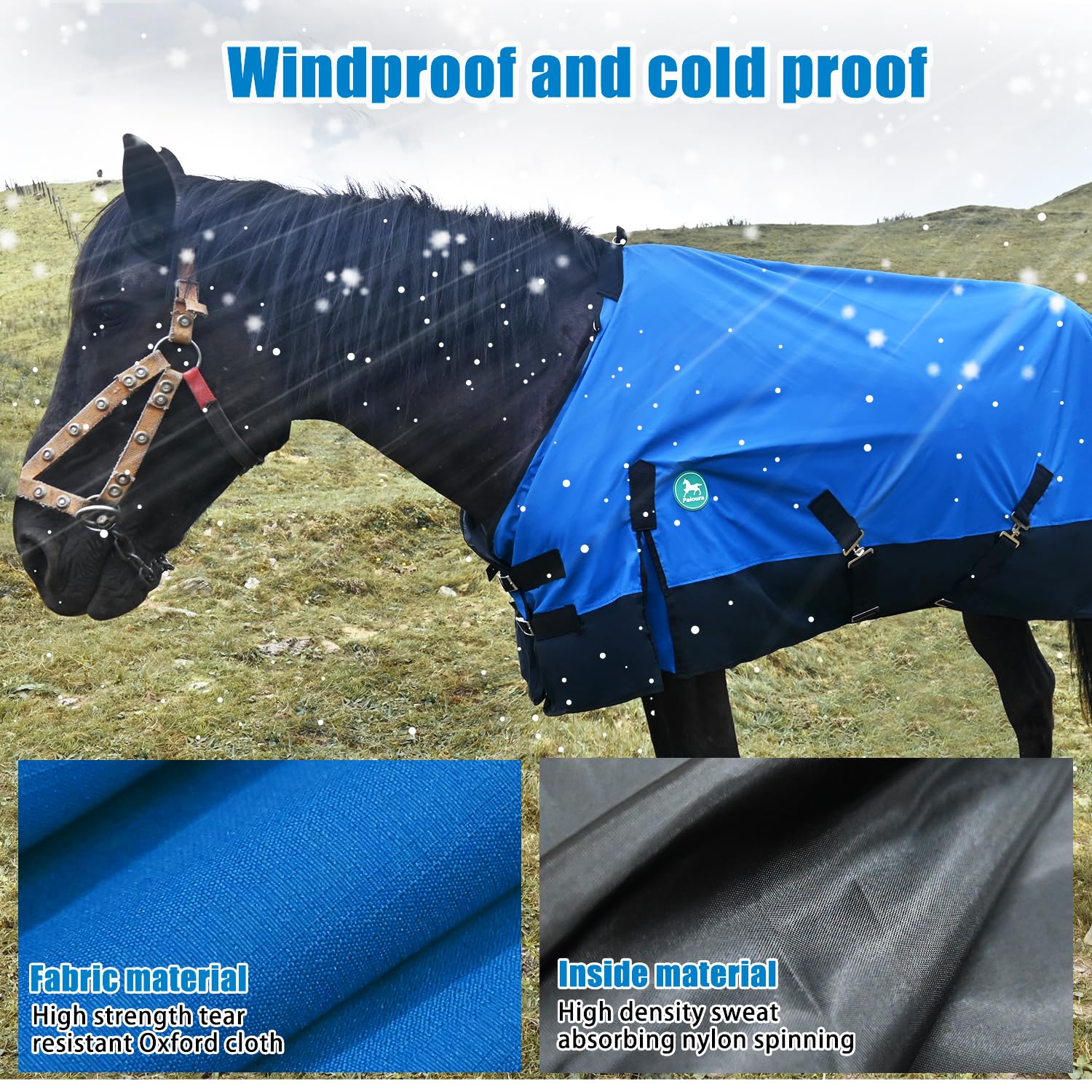Couverture D'hiver Imperméable Et Respirante Pour Cheval - Taille Jusqu'à 75cm Au Garrot, Doublure Polaire - 8