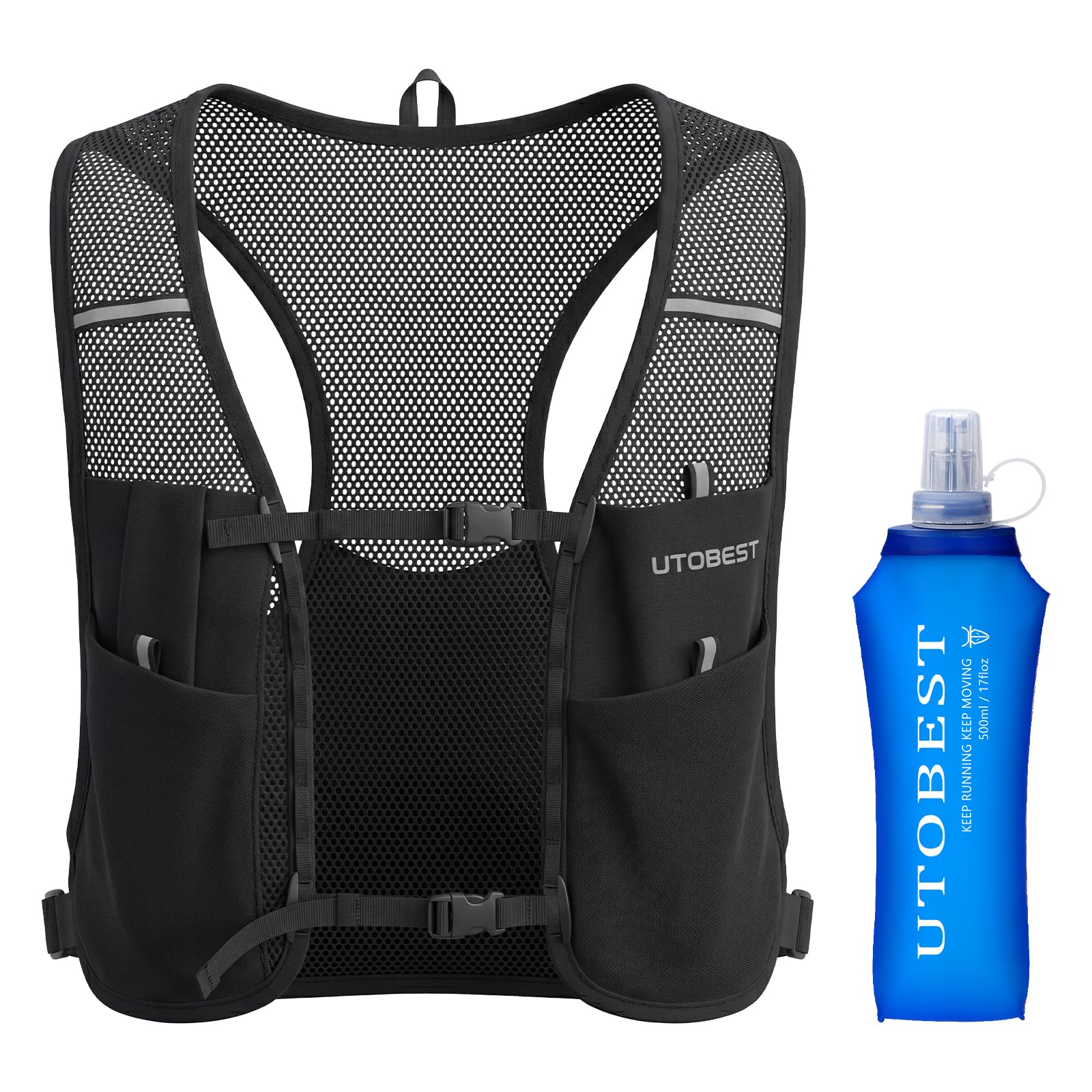 UTOBEST Lite Running Vest for Men & Women, Ultra-Light Running Hydration Vest with 500ml Soft Flask, Breathable Minimalist Race Vest for Trail Running Marathon Cycling Hiking