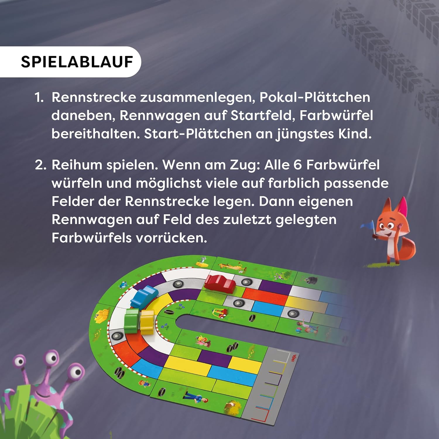 HABA Monza 2012226001 Quick Board Game & Car Racing Game for Children from 5 Years with 6 Colourful Wooden Cars and Color Dice