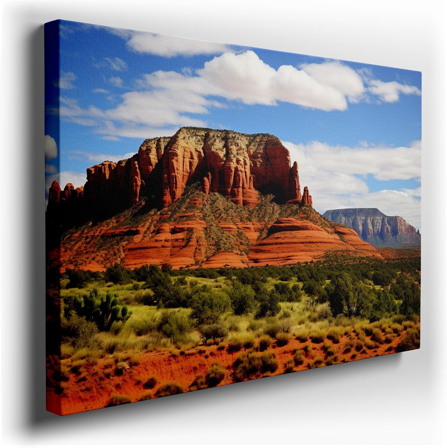 Canvas for Living room. Desert Majesty: Where Red Rocks Meet the Brilliant Blue Sky, 27 x 18 inch Canvas Wall Art - Ready to Hang - 69x46 cm (27x18 inch)
