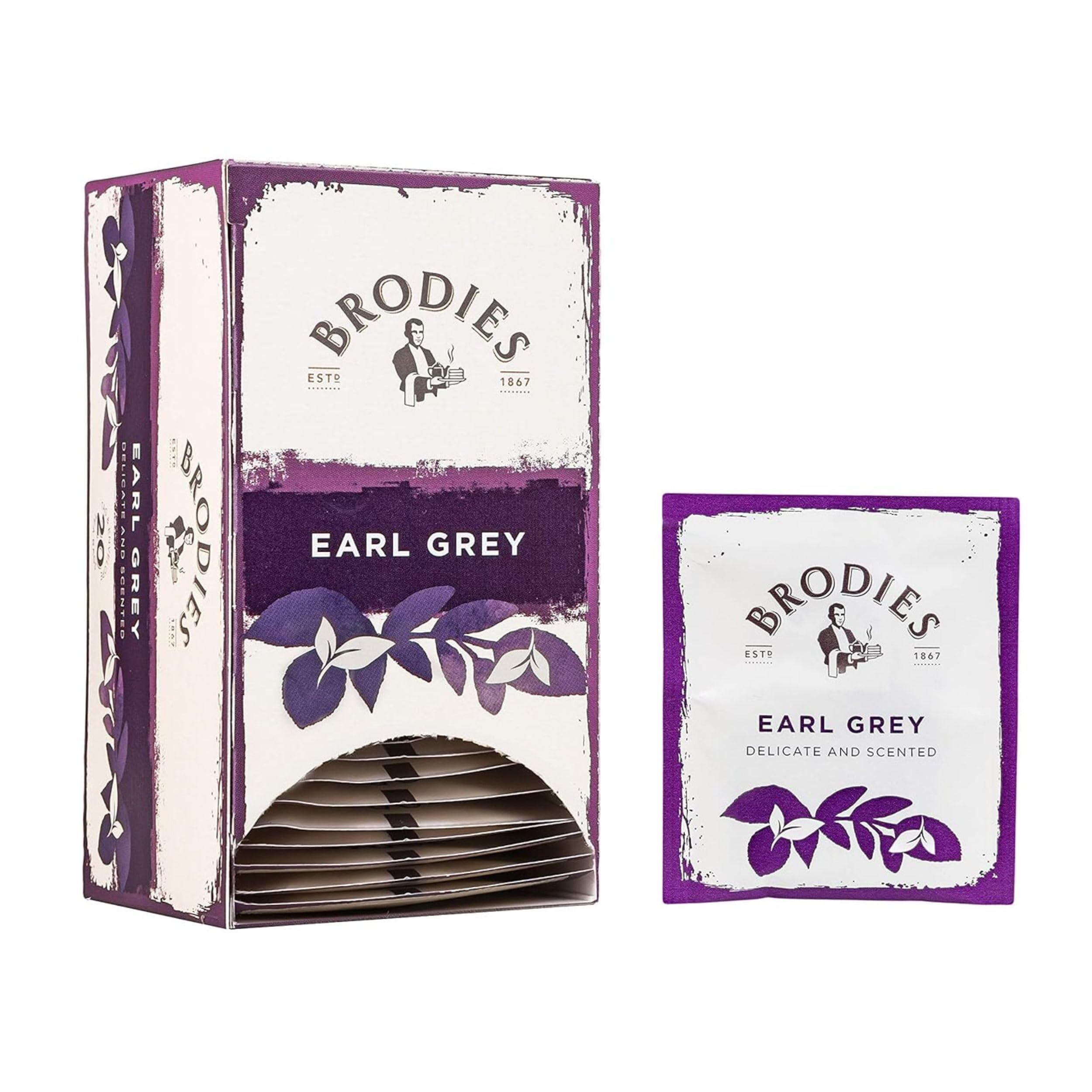 Earl Grey Tag and Envelope - 6 Tea Boxes of 20 Tea Bags each (total 120 Tea Bags) - Delicate and scented quintessential British Tea with the citrus note of Bergamot