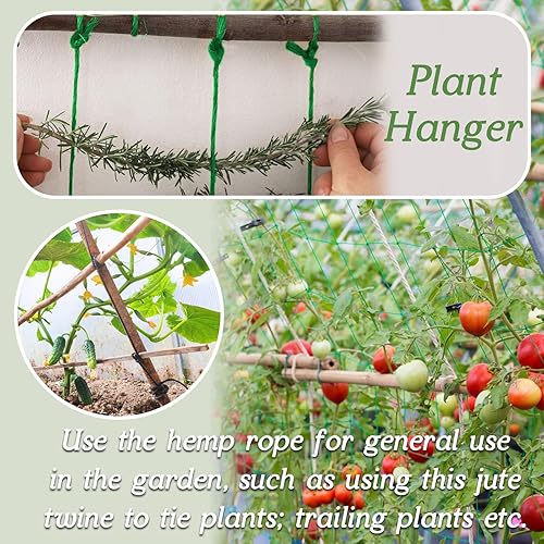 Miniatura 5 de Cuerda de yute natural de 0.079 pulgadas y 328 pies para manualidades, cuerda de yute de colores de 3 capas para envoltura de regalos, jardinería,