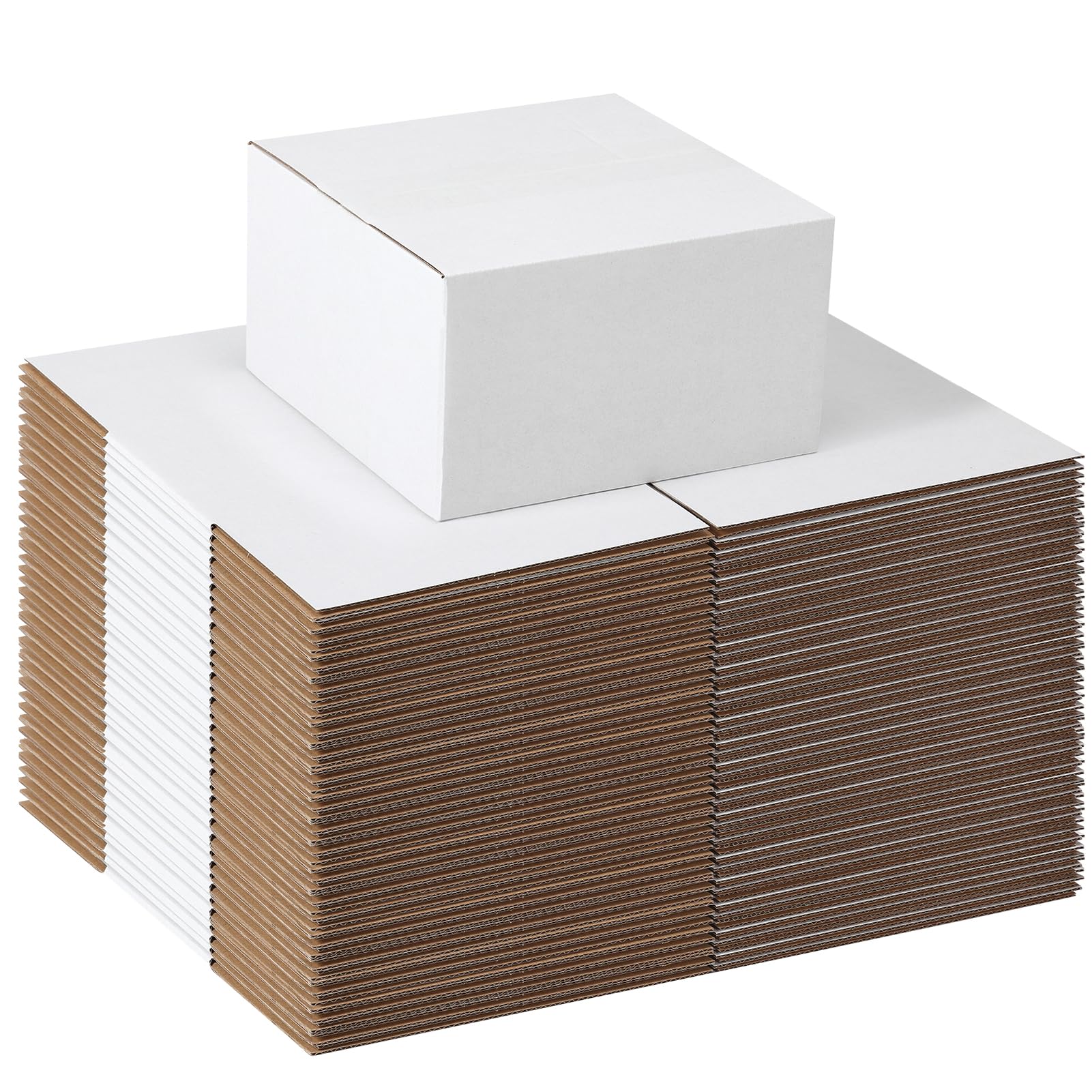 7x7x4 Shipping Boxes Set of 40, White Kraft Corrugated Cardboard Boxes Mailers for Packaging