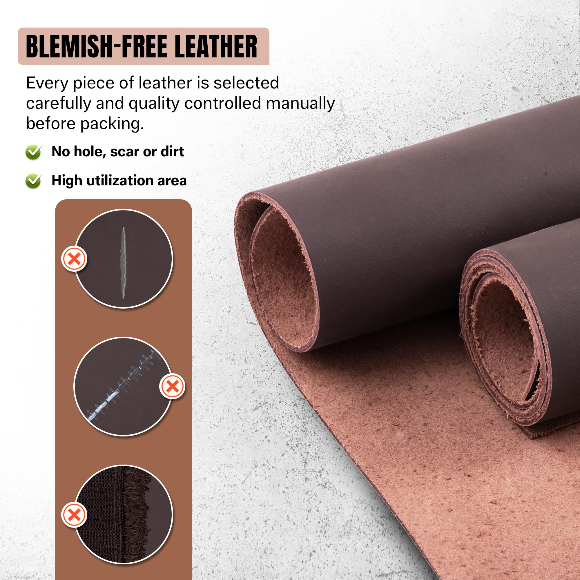 Weaverhandcraft CG Buff Leather Sheet, 1.2mm to 1.8mm Corrected Grain Leather for Crafting, Keychains, Wallets, Rugs, Bags, Shoes, Furniture, Automotive & DIY Accessories. (Brown) 1