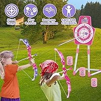 Vista 7 de SpringFlower 2 Bow and Arrow Sets with LED Light-up,2 Foam Dart Guns for Kids 5 6 7 8 9 10+ Years Old, Archery Set with Standing Target for Boys &