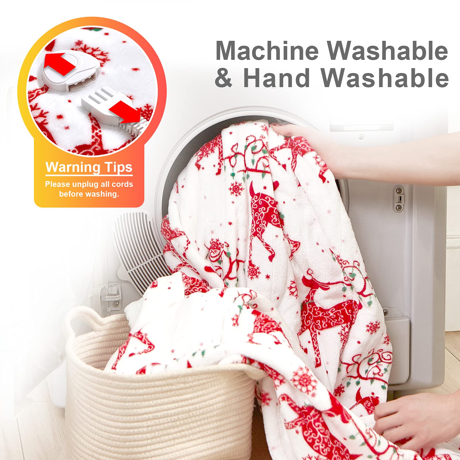 Hansleep Heated Blanket Electric Blanket Throw - Christmas Blanket with 10  Heating Levels 4 Hours Auto Off, Super Cozy Machine Washable Sherpa Electric  Throw Fast Heating, 50 x 60 Inches, Red :