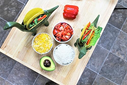 Miniatura 6 de Penko Paquete de 2 soportes para tacos de dinosaurio, ultrasauro y triceratops (cada uno tiene capacidad para 2 tacos), 4 tacos, cumpleaños,