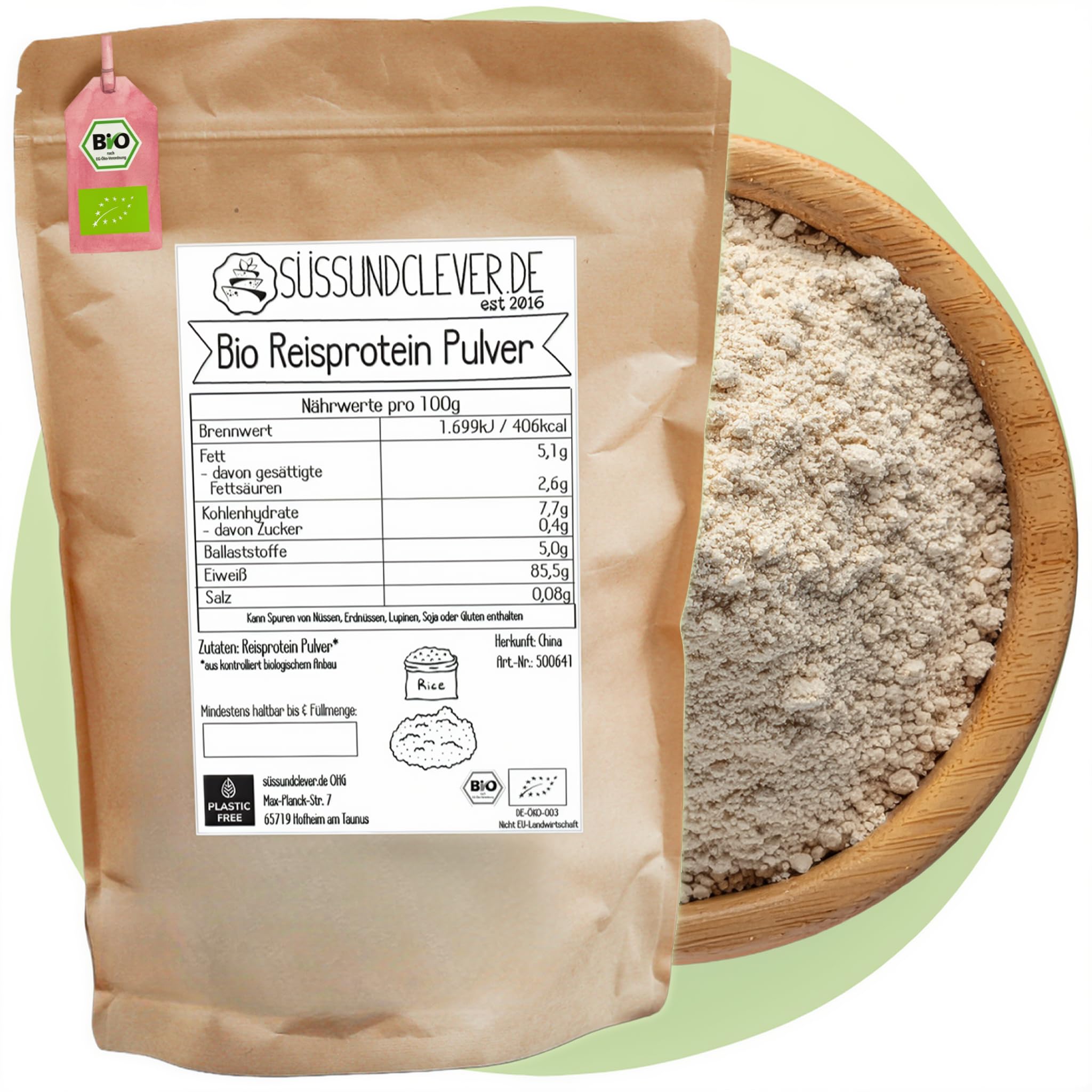 süssundclever.de® Bio Reisprotein Pulver | Isolat | 85% veganes Protein | 3,0 kg (3 x 1kg) | Ohne Zuckerzusatz oder Aromen | in ökologisch-nachhaltiger Verpackung