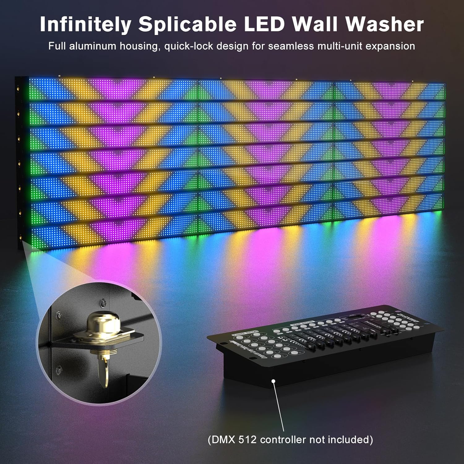 LED Stage Light Bar 120W,666 RGB Pixel LED Light Bar DJ Light Bar Chase Marquee Gradient Strobe Colorful Wall Bright with DMX & Sound Activated Uplighting for Church Garden Wedding Party (Black, 2)