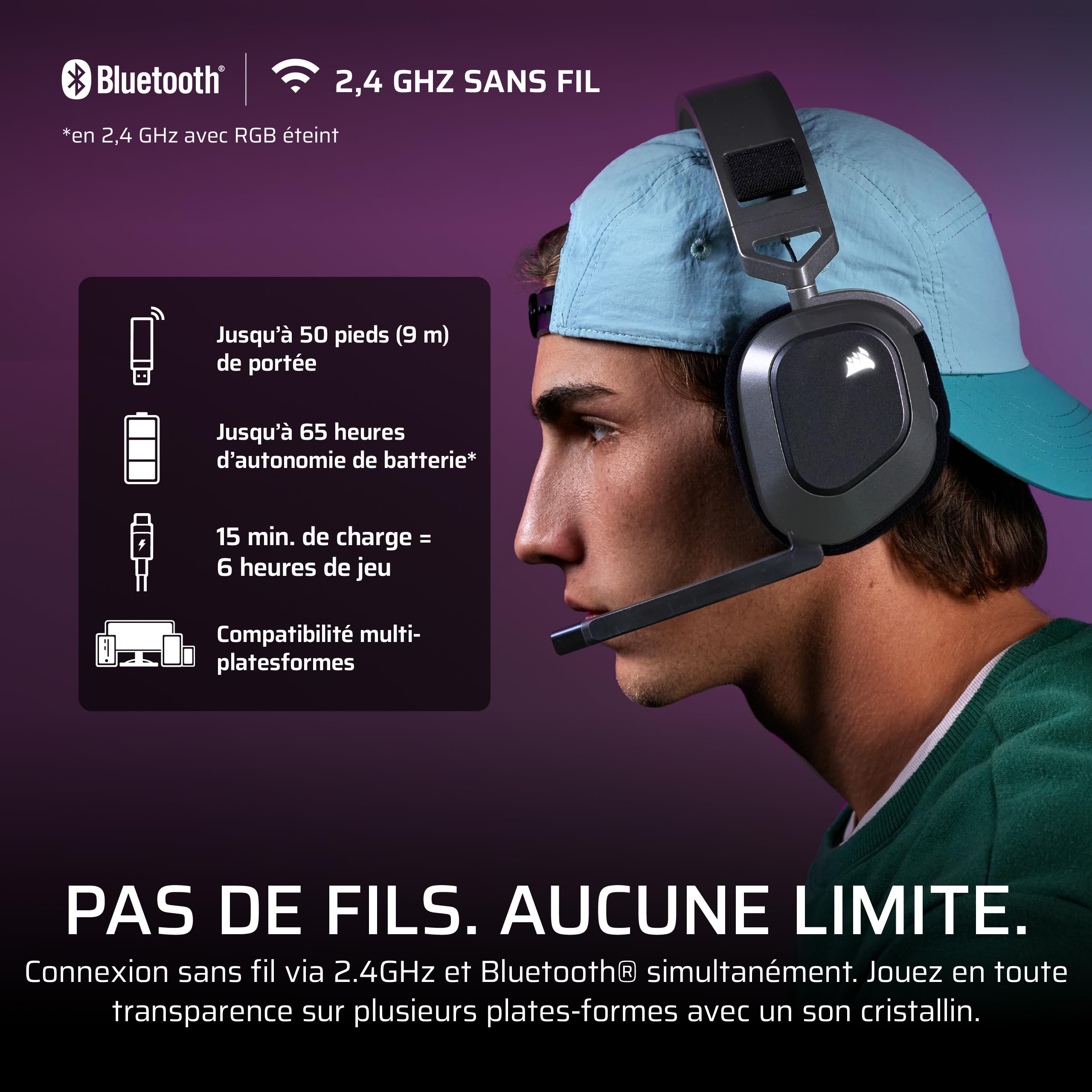 Corsair HS80 Max Wireless Xbox Casque de Jeu avec Bluetooth – Gris Acier | Dolby Atmos, Microphone de Qualité Professionnelle, Compatible iCUE, Xbox, PC, Mac, Mobile