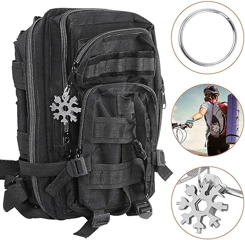 Miniatura 7 de Multiherramienta de copo de nieve 18 en 1, herramienta de llavero de copo de nieve de acero inoxidable, kit de destornilladores Phillips planos,