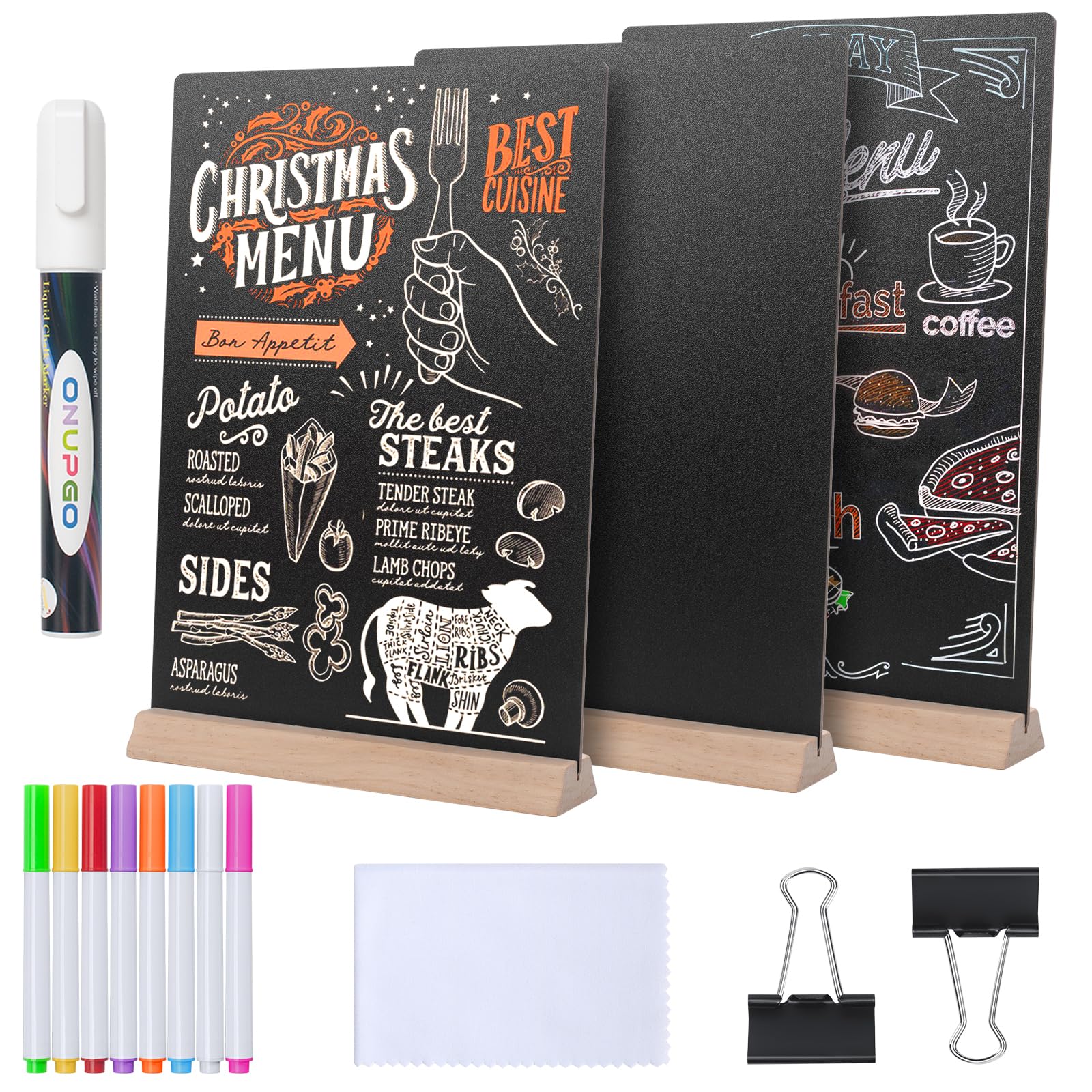 8 x12 Inch Tabletop Chalkboard Sign with Base Stand, Menu Chalk Board Sign Store Food Signs, Message Boards for Party, Wedding, Tables Decoration, Bar