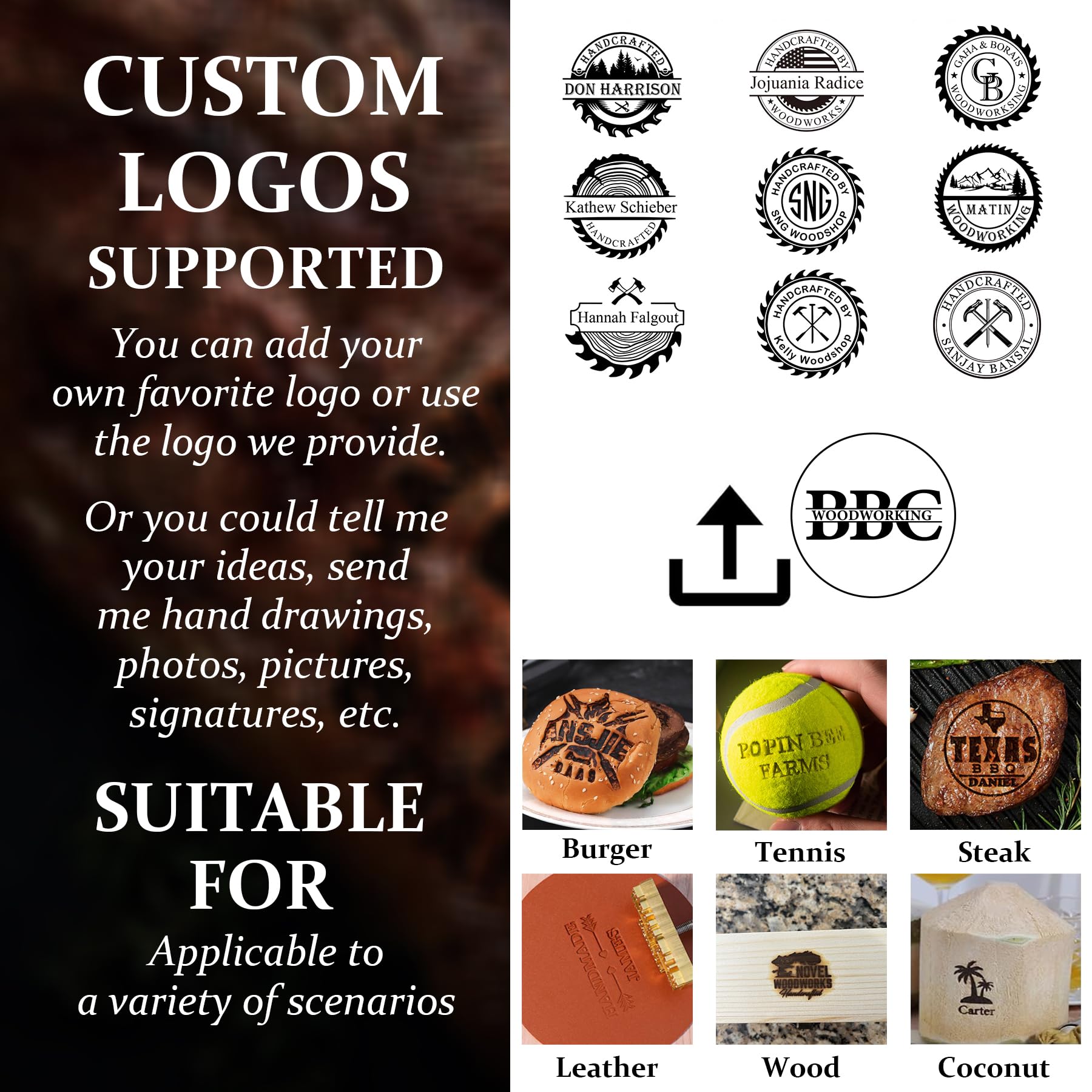 Ferro da Stiro Personalizzato per Legno, Pirografo per Legno | Timbro In Metallo Per Pirografia, Design Artigianale Per Matrimoni e Regali Personalizzati, Timbri in Pelle (4 inch)