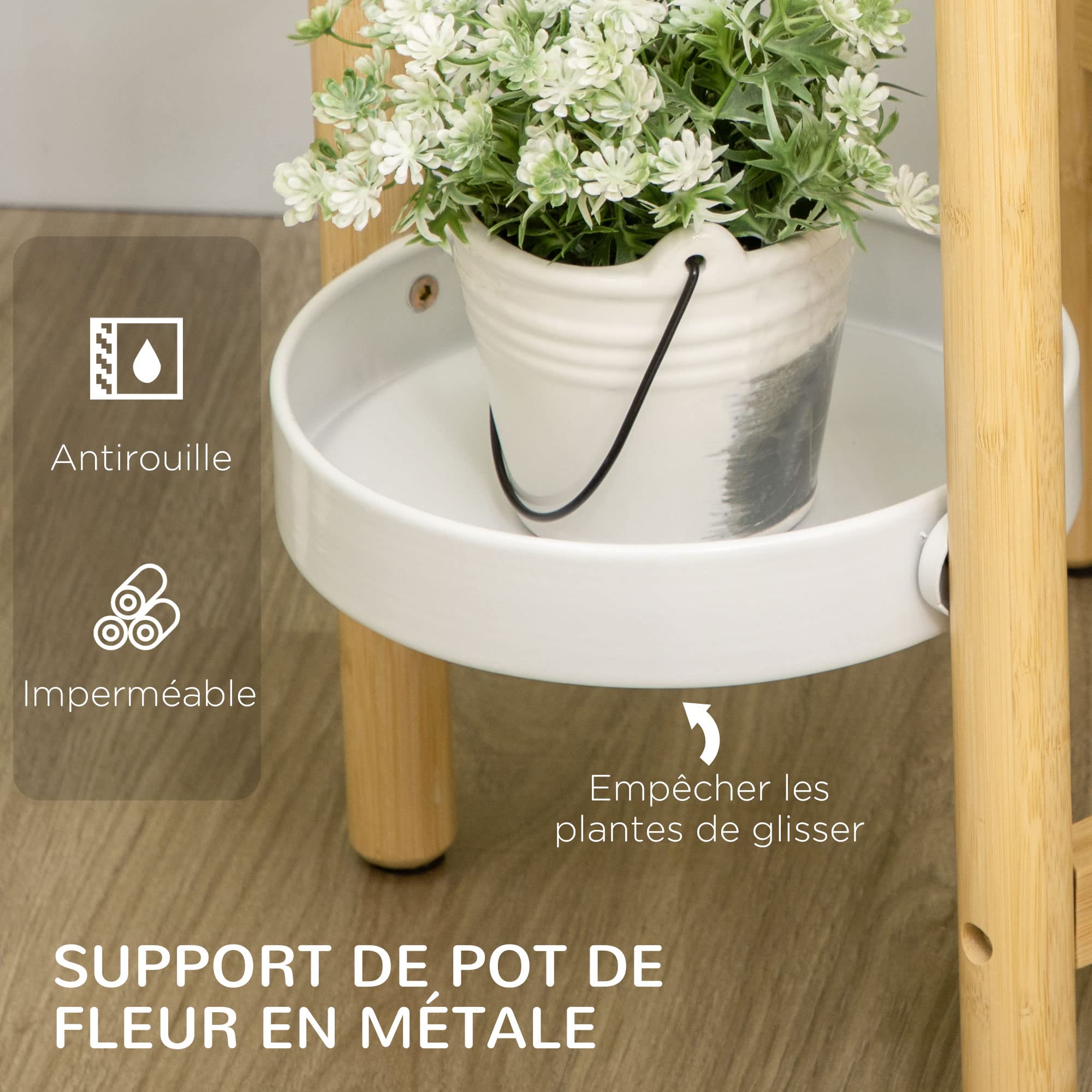 Outsunny Support pour Plantes Piédestal 4 Niveaux 28 x 28 x 80 cm Blanc