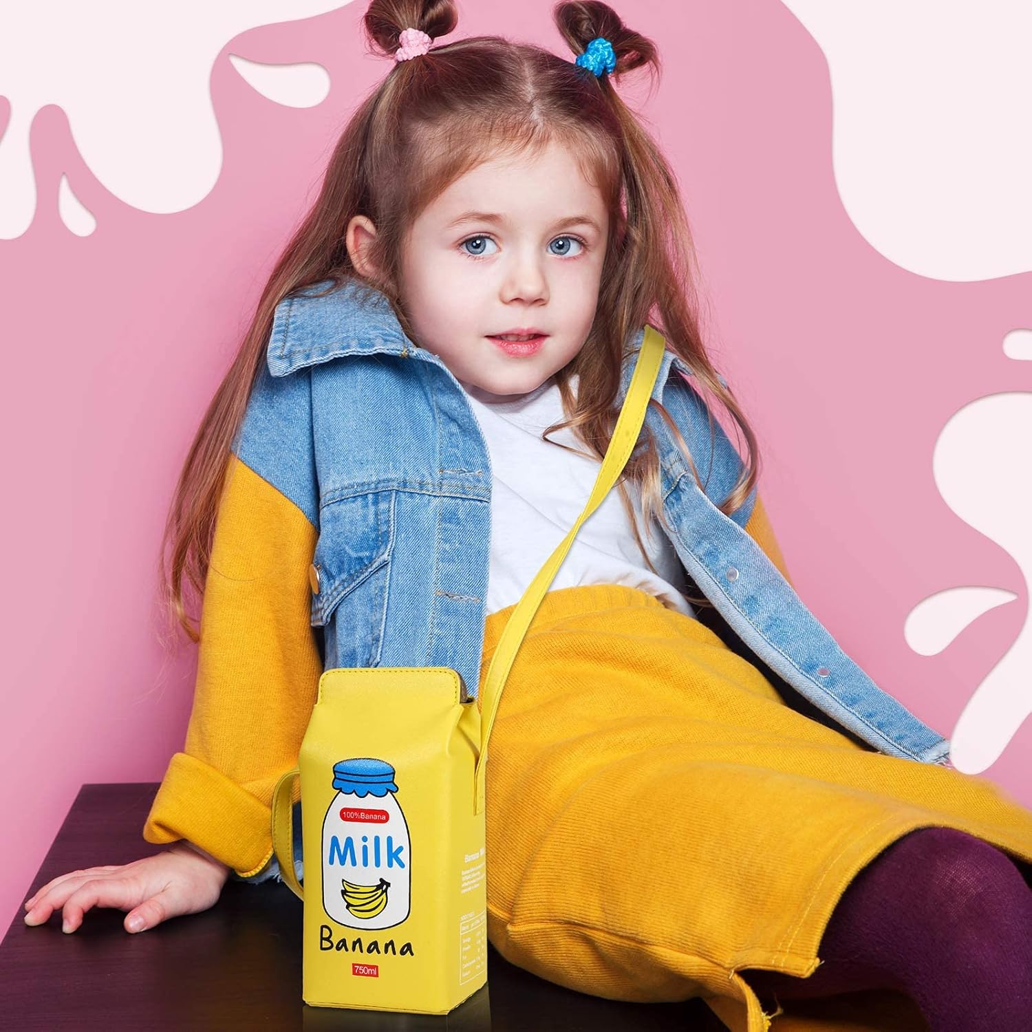 Kigeli 4 Set Girls Strawberry Milk Purse Pig Milk Box Small Purses Crossbody Purse Bag Pu Phone Shoulder Wallet Bag for Women Girl (Fruit) - Image 7