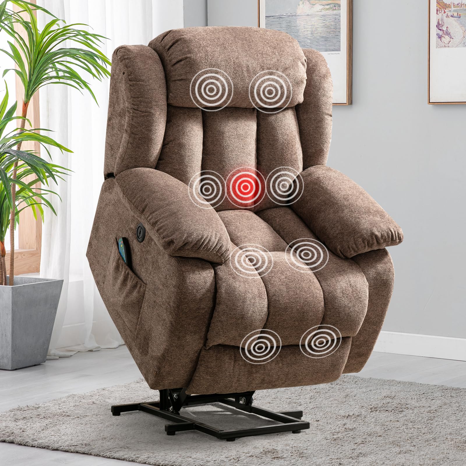 Phoenix Home Power Lift Recliner Chair with Heat and Massage for Elderly, Brown SIMILAR TO LOT PHOTO 