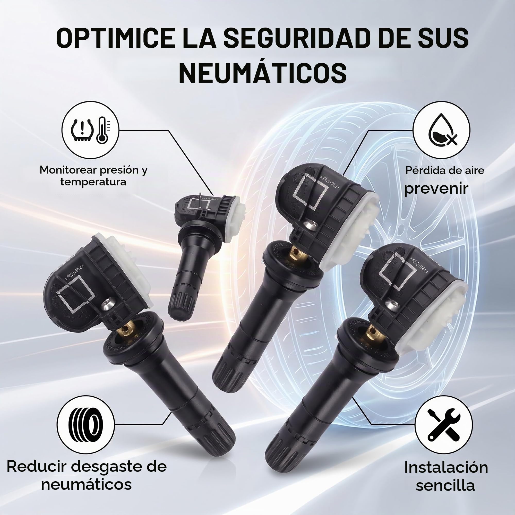 4 sensores de presión de neumáticos, Válvula de Neumático a Presión de Control de presión de neumáticos RDKS TPMS 2036832 para Ecosport/Fiesta/Focus