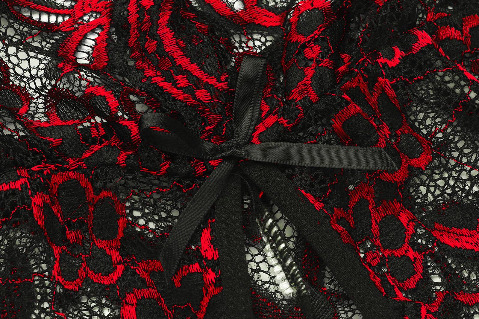 Ababoon Women One Piece Lingerie Lace Sexy Baby Dolls Teddy Sleepwear: Black&red Medium