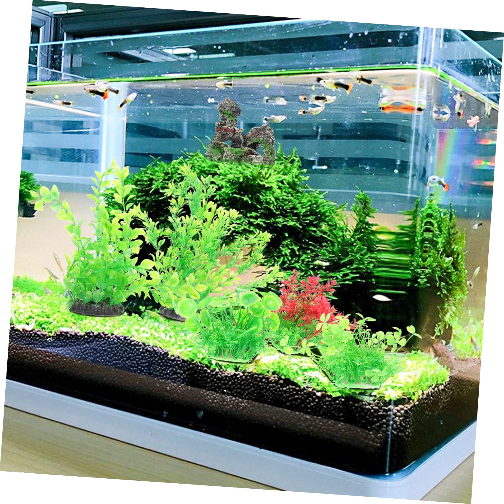Toddmomy 2ensembles Set De Plantes Aquatiques Artificielles pour Aquarium Décorations De Réservoir De Poissons Faux Plantes De Rocaille Naturelle Et Végétation