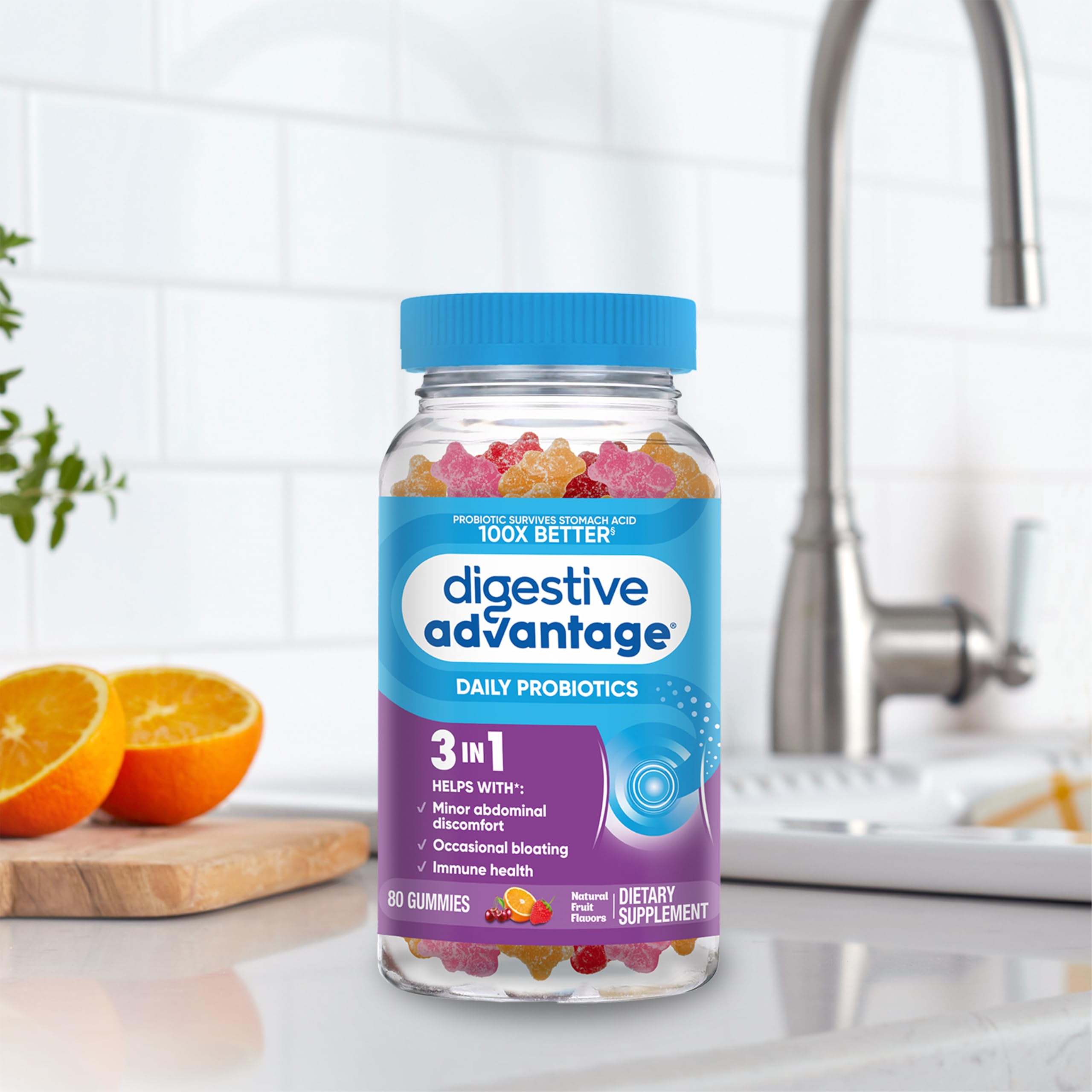 Digestive Advantage Daily Probiotic, Natural Fruit Flavor - 80ct Gummies — Amazon image 11