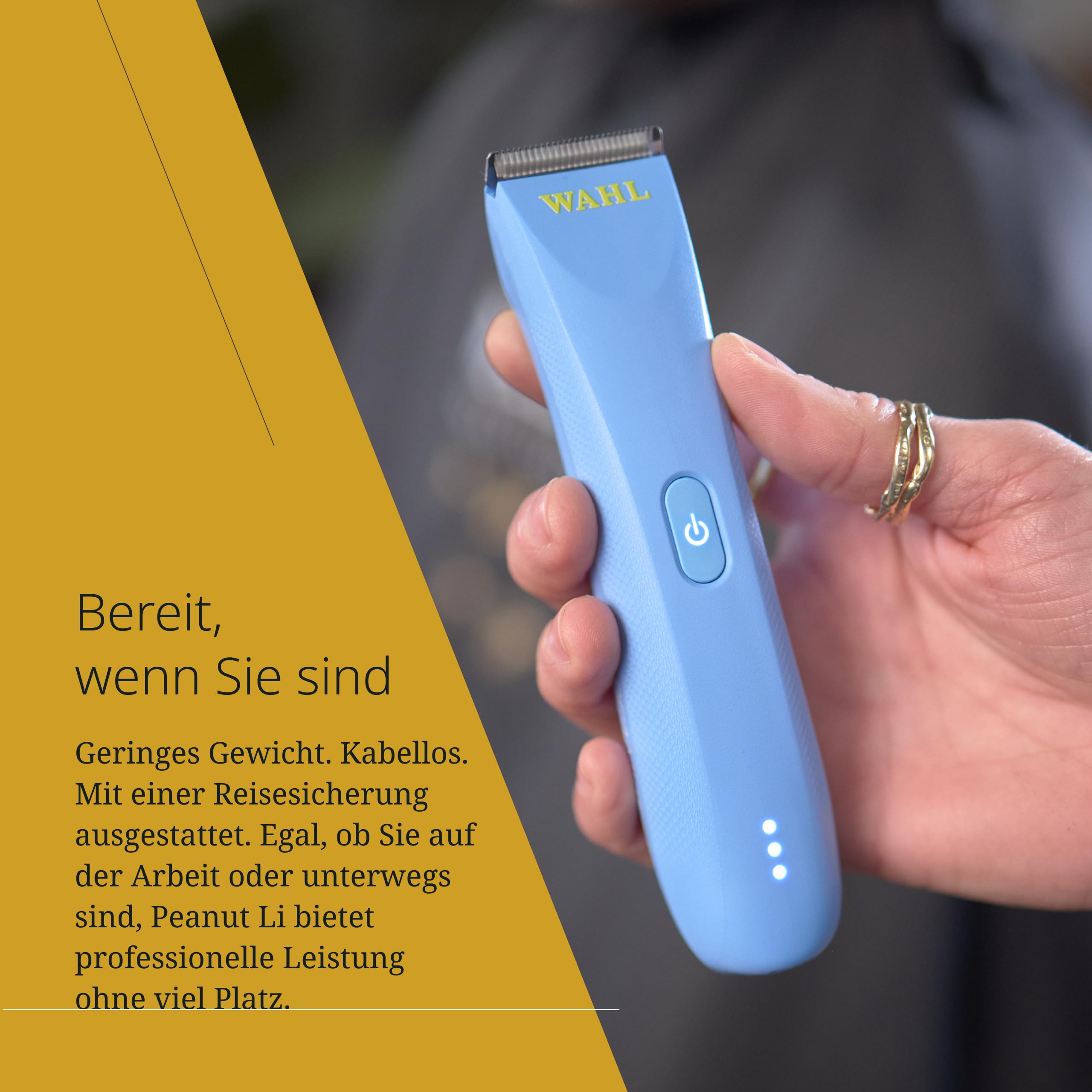 Wahl Cordless Peanut Li, Trimmer- und Clipper-Hybrid, Blau | Kabelloser Trimmer- und Clipper-Hybrid, 7000 U/min Motor, USB-C-Schnellladung, 110 Minuten Laufzeit, abnehmbare Klinge