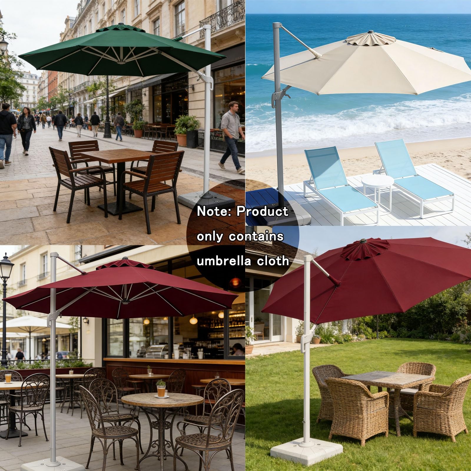 Ersatz-Bezug Für Sonnenschirm 8 Streben 3M 3.5M Rund Ersatz Sonnenschirmbezug UV Sonnenschutz Für Ampelschirm Großer Outdoor Terrassen Garten Ersatzabdeckung(Beige,3m)