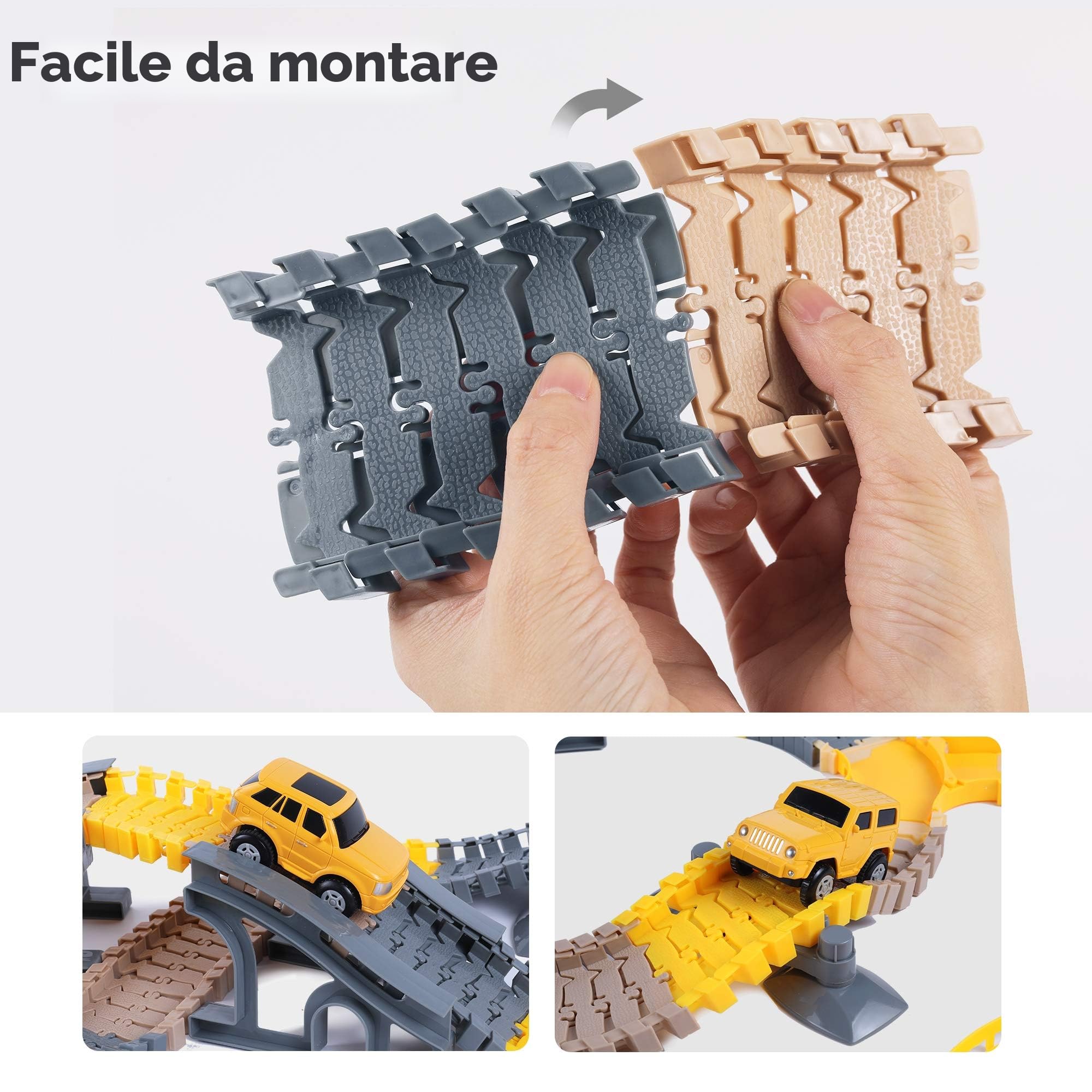 TUMAMA Pista da Corsa Macchinine Elettriche, Trenino Elettrico per Bambini 3 4 5 6 7 8 Anni con 8 Auto, Set di Pista Macchine Treno Moto Giocattolo, Camion Paw Patrol Cars Giochi, Construction Toys