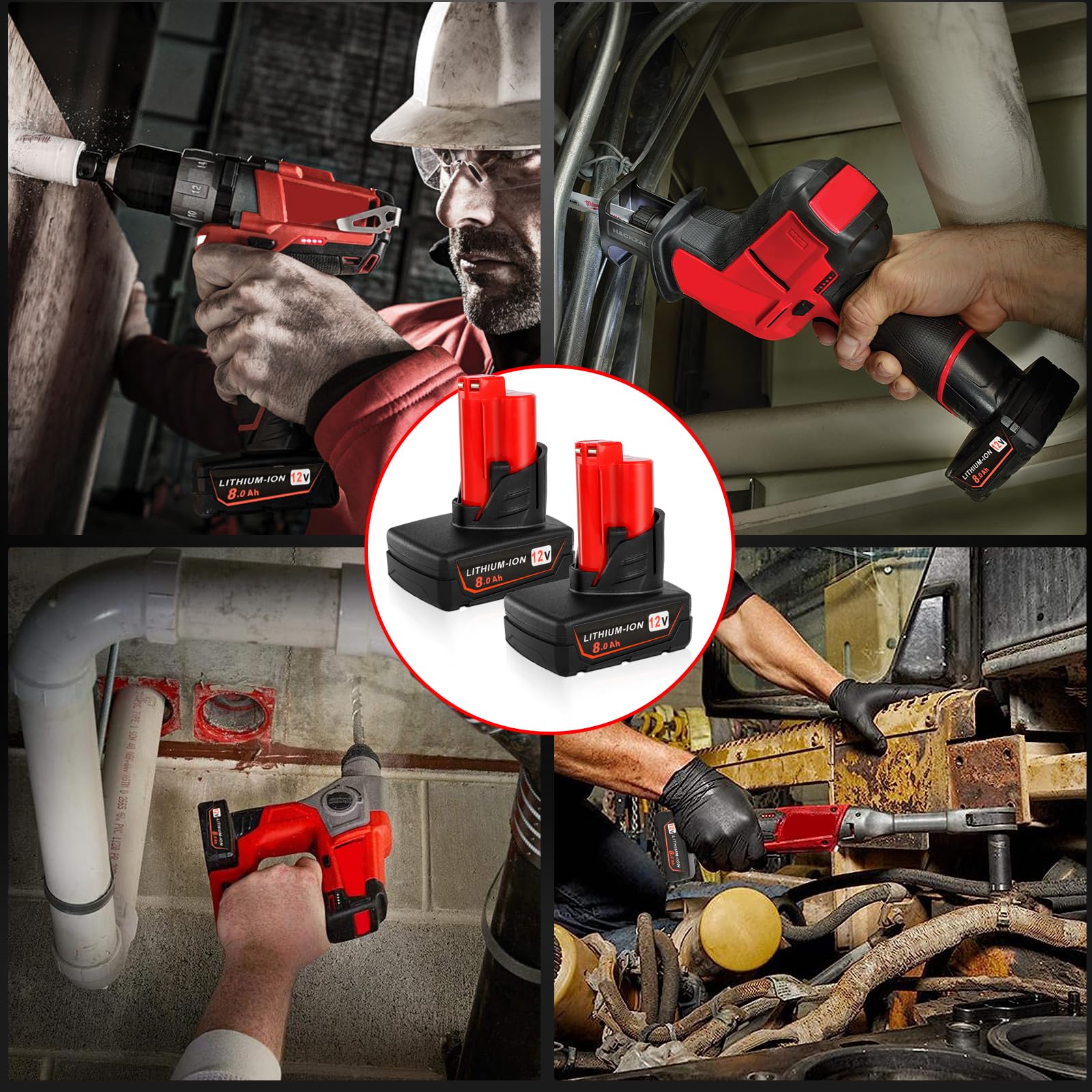 Milwaukee 12v Battery TotoPlus Battery Pack (2-Pack