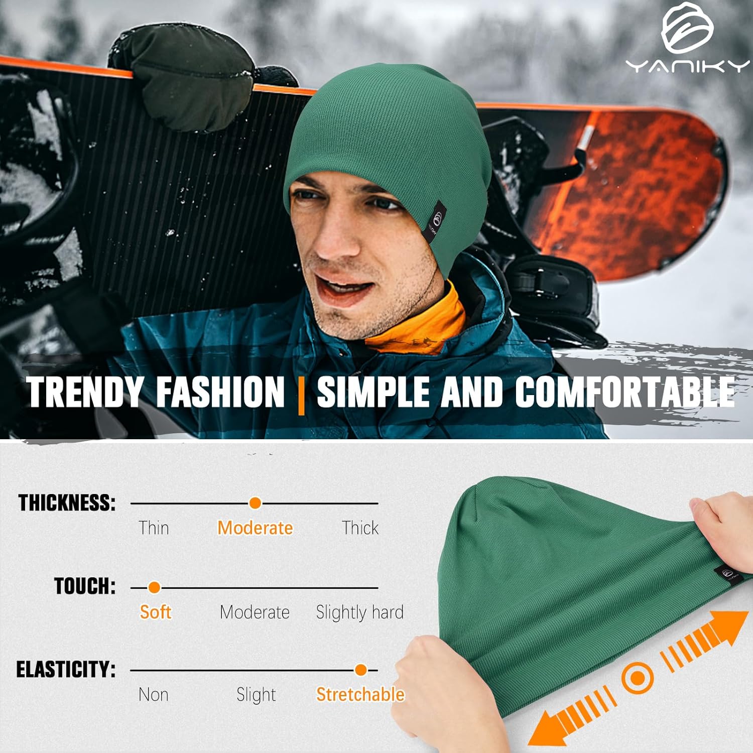 Slouchy Beanie for Women, Mens Soft Cotton Beanie Hat, Double Layer Windproof Skull Cap for All Seasons - Image 4