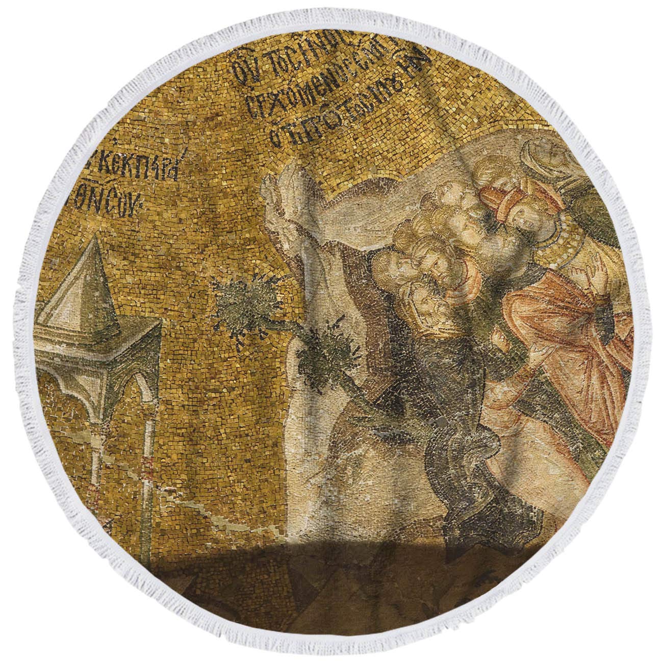 Swono Church Beach Towel Osaics Decorate The Interior of The Chora Church (Kariye Muzee) Polyester Beach Towels for Beach Cushion Yoga Towel Indoor Outdoor 63" D