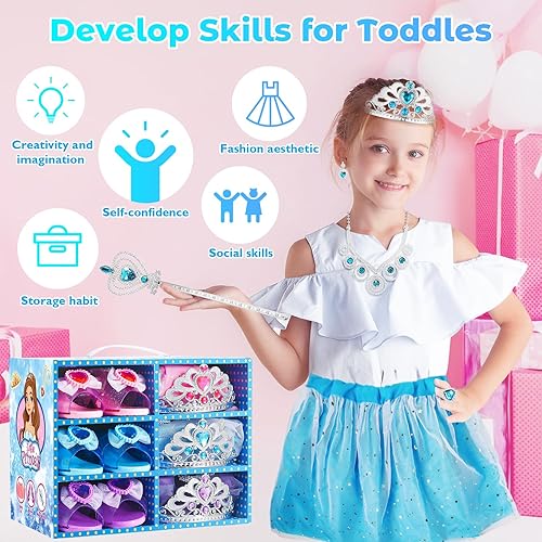 Miniatura 3 de Juguetes de princesa para niñas de 3 4 5 6 7 años, juego de rol para niñas y niñas, regalo con vestidos de princesa, zapatos de princesa, regalo de