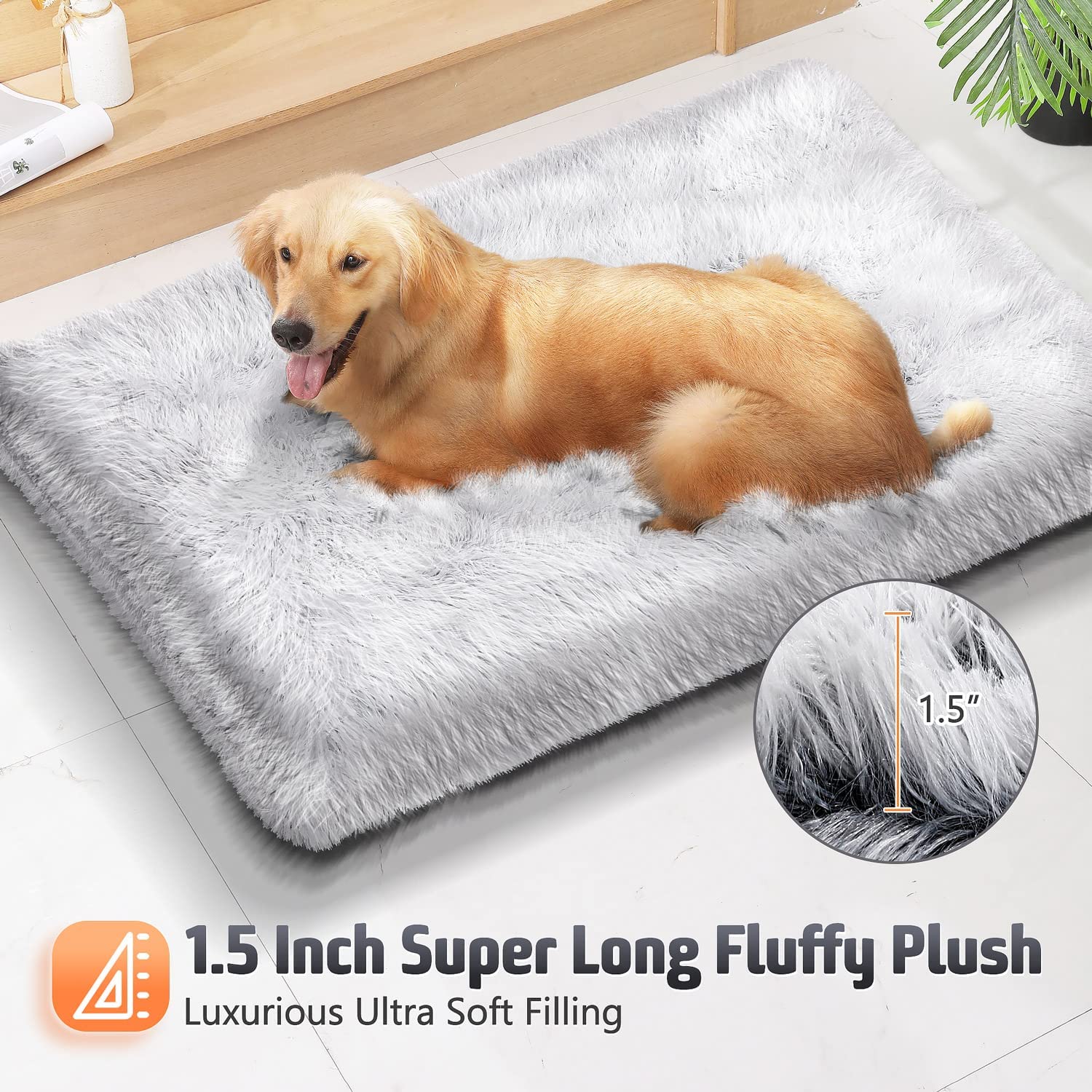 Gimars Thicken Luxurious Soft Plush Dog Beds for Large Dogs Without Shedding, Upgrade 3 Layers Padding, Soft but Supportive for Calming Dogs