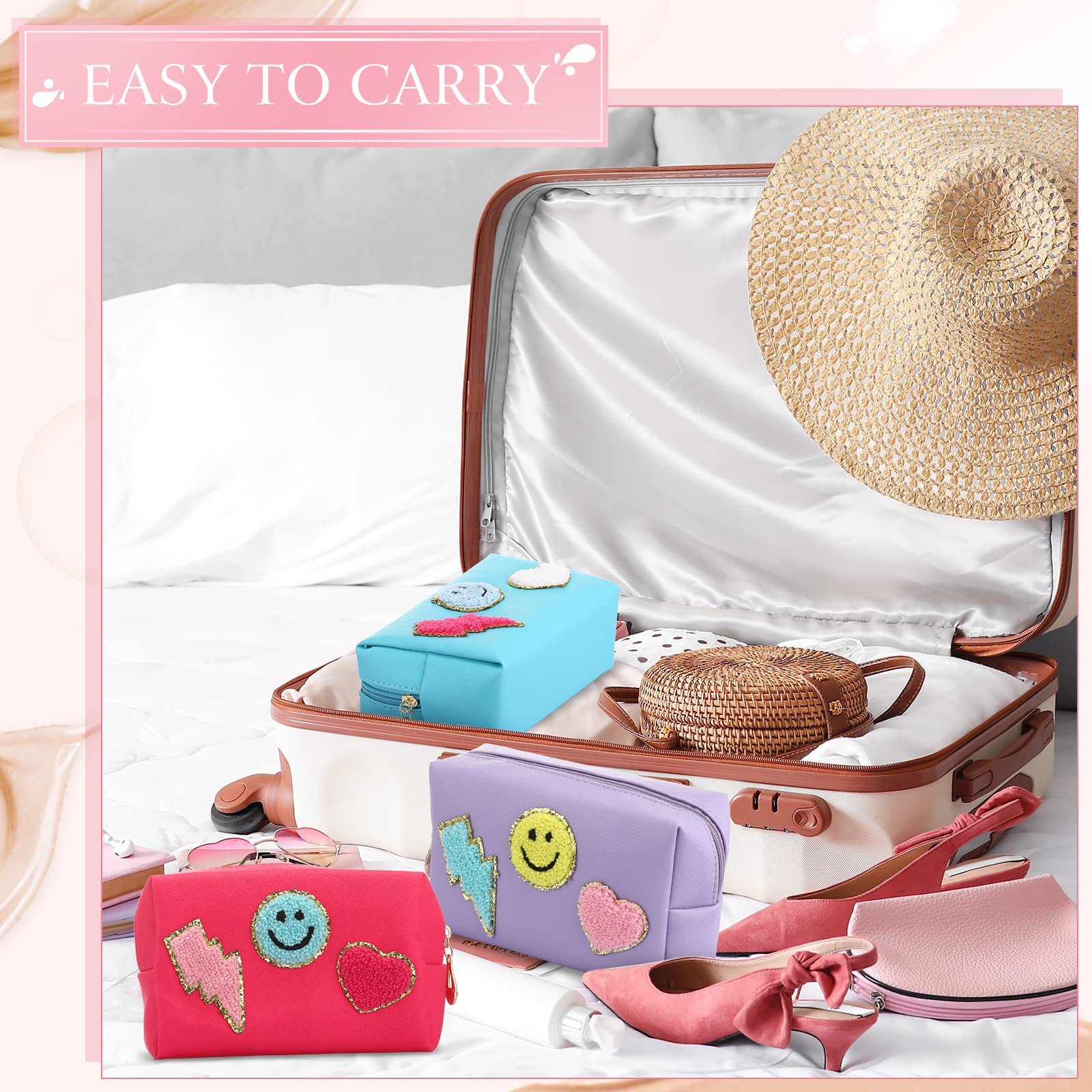 Chunful 9 Pcs PU Leather Makeup Bags Cosmetic Pouches