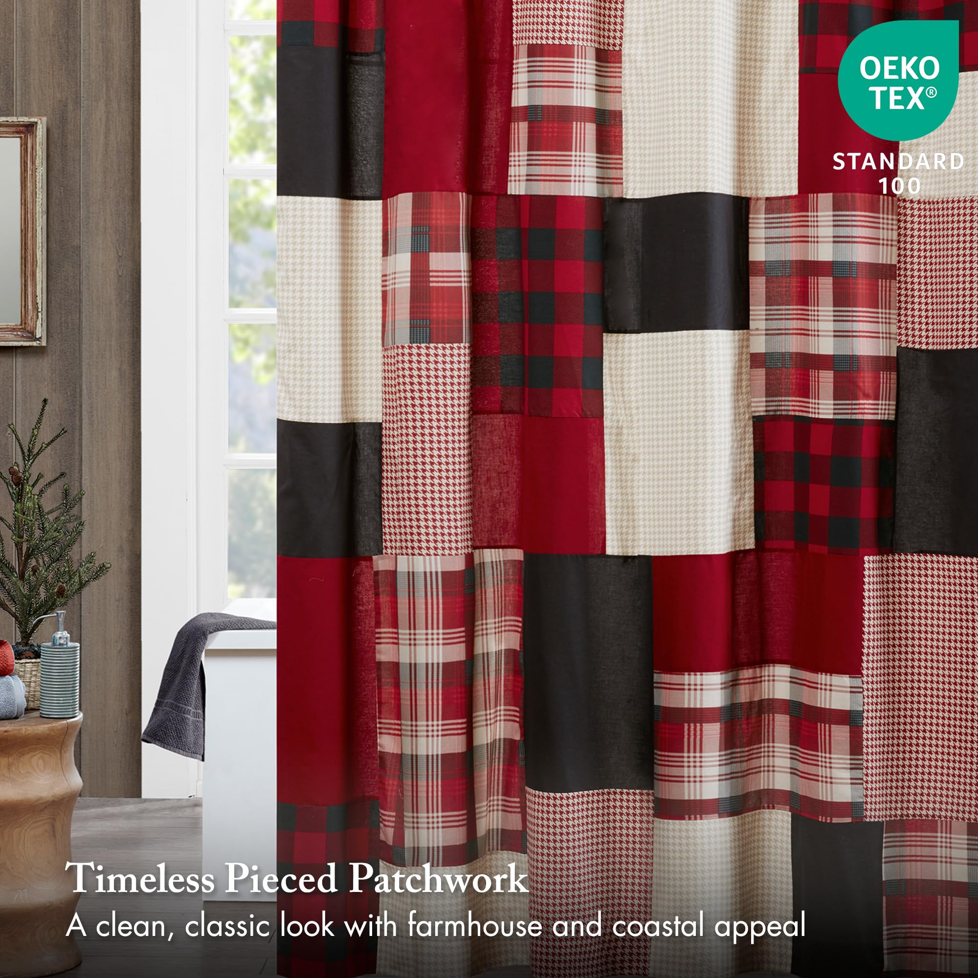 Woolrich Tende classiche lavabili in lavatrice, cotone, colore rosso, 72 x 72 cm